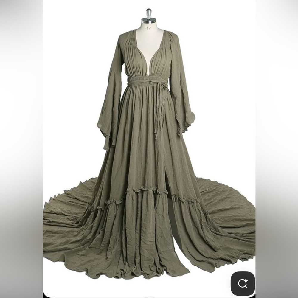 Elegant Olive Green Maxi Dress/Gown